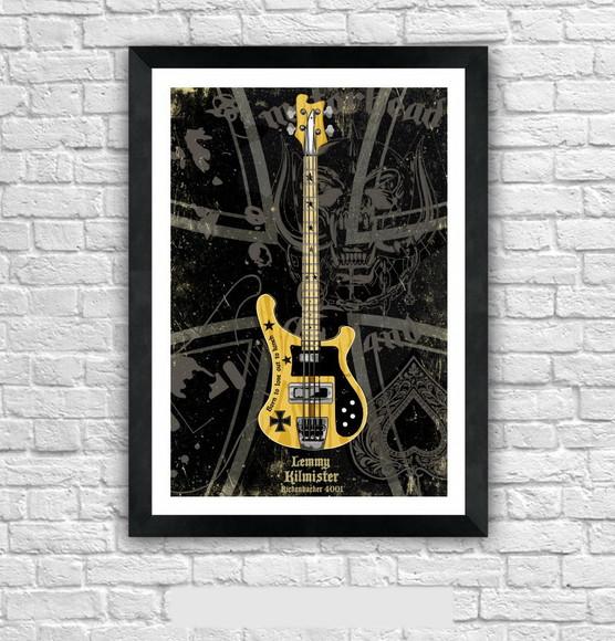 Quadro Pôster A3 c/ Moldura -lemmy Bass Rk 30x42cm