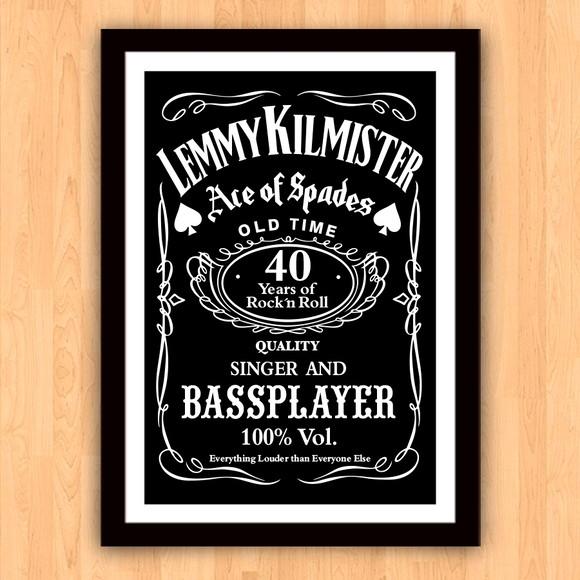 Quadro Pôster A3 c/ Moldura -lemmy Bass Player 30x42cm