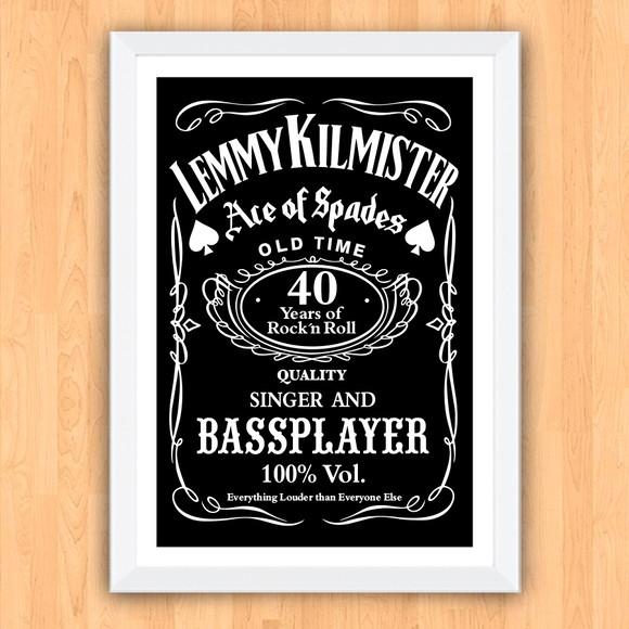 Quadro Pôster A3 c/ Moldura -lemmy Bass Player 30x42cm