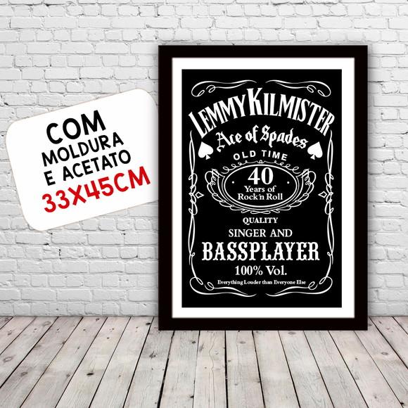 Quadro Pôster A3 c/ Moldura -lemmy Bass Player 30x42cm