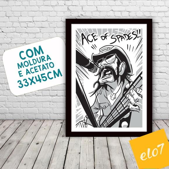 Quadro Pôster A3 c/ Moldura -lemmy Cartoon 30x42cm