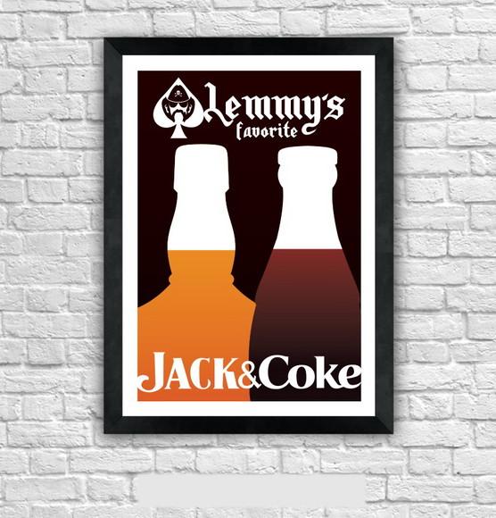 Quadro Pôster A3 c/ Moldura -lemmy Jack And Coke 30x42cm