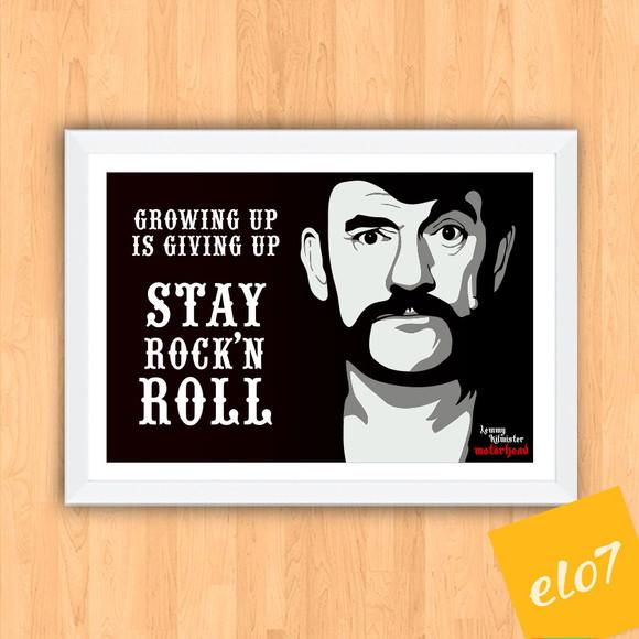 Quadro Pôster A3 c/ Moldura -lemmy Stay Rock 30x42cm