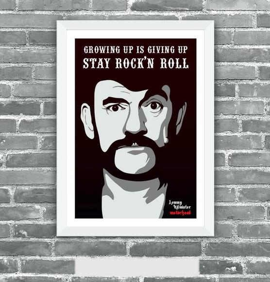 Quadro Pôster A3 c/ Moldura -lemmy Stay Rock 30x42cm