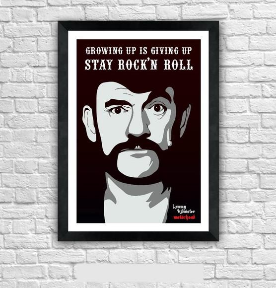 Quadro Pôster A3 c/ Moldura -lemmy Stay Rock 30x42cm