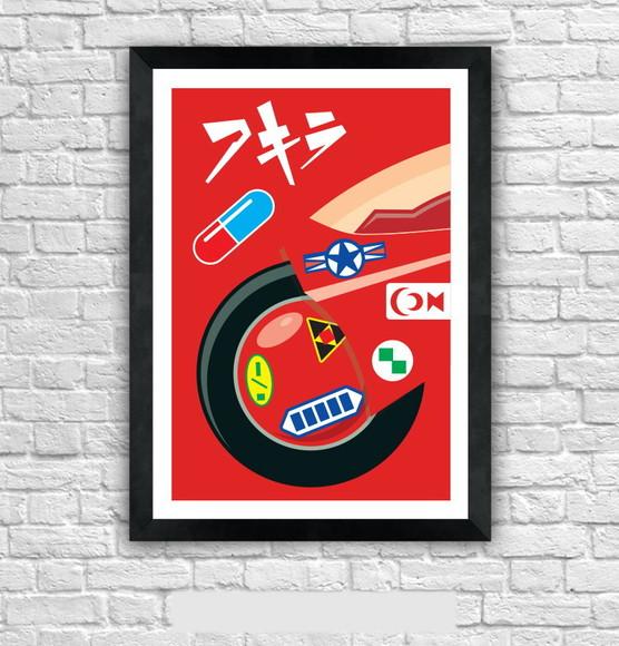 Quadro Pôster A3 c/ Moldura -moto Kaneda Minimalista 30x42cm