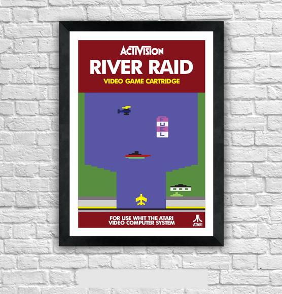 Quadro Pôster A3 c/ Moldura -river Raid Atari 30x42cm