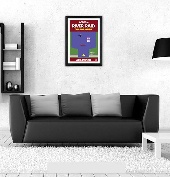 Quadro Pôster A3 c/ Moldura -river Raid Atari 30x42cm
