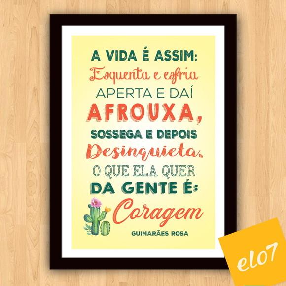 Quadro Pôster A3 c/ Moldura a Vida É Assim 30x42cm