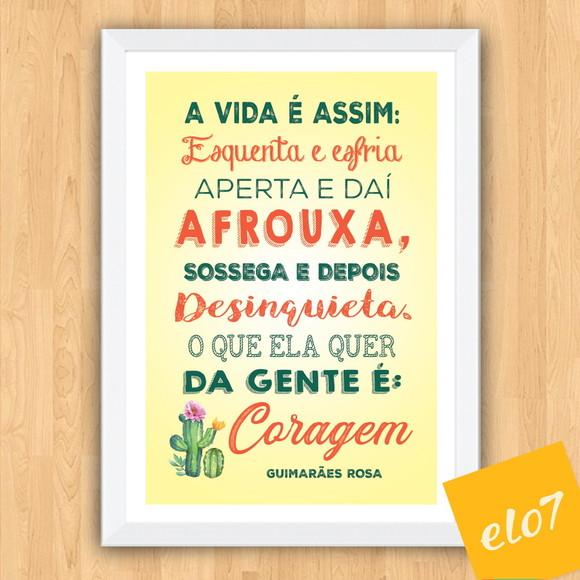 Quadro Pôster A3 c/ Moldura a Vida É Assim 30x42cm