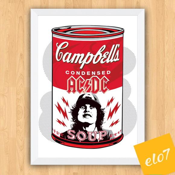 Quadro Pôster A3 c/ Moldura Acdc Campbell´s 30x42cm