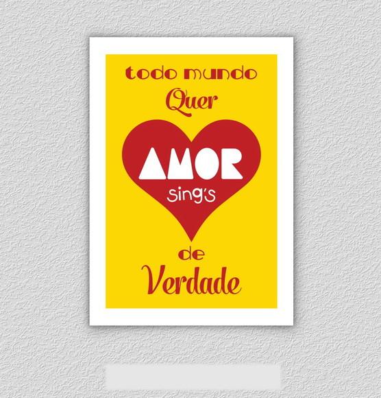Quadro Pôster A3 c/ Moldura Amor de Verdade Pop Art 30x42cm