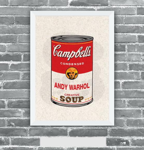 Quadro Pôster A3 c/ Moldura Andy Campbell`s Pop Art 30x42cm