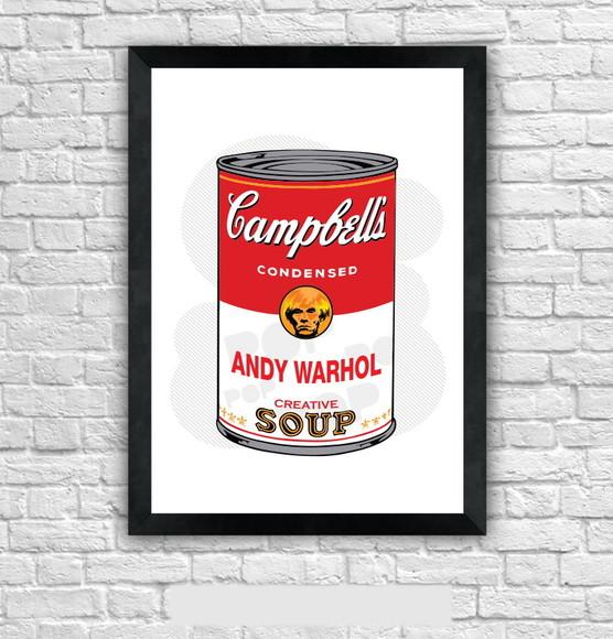 Quadro Pôster A3 c/ Moldura Andy Campbell`s Pop Art 30x42cm