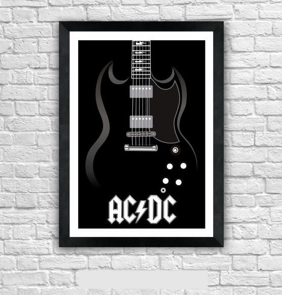 Quadro Pôster A3 c/ Moldura Angus Sg Guitar 30x42cm