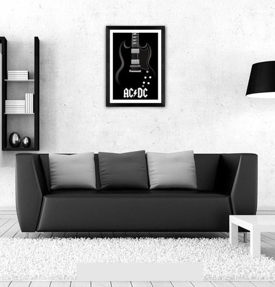 Quadro Pôster A3 c/ Moldura Angus Sg Guitar 30x42cm
