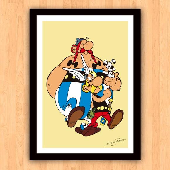 Quadro Pôster A3 c/ Moldura Asterix e Obelix 30x42cm