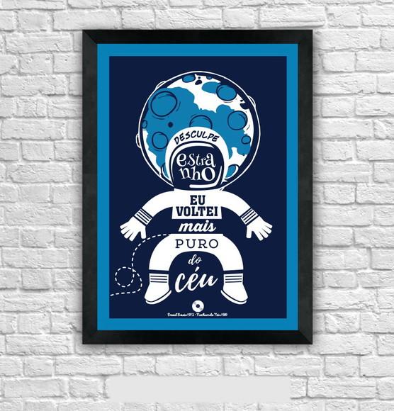 Quadro Pôster A3 c/ Moldura Astronauta de Mármore 30x42cm