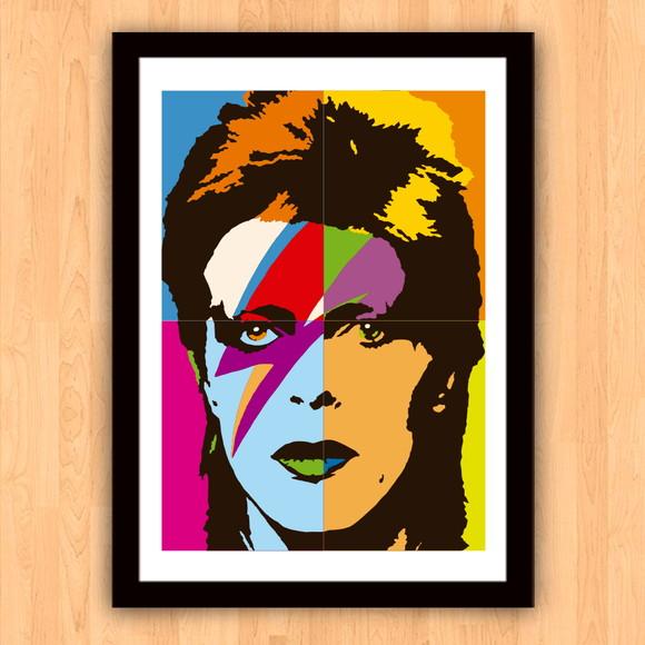 Quadro Pôster A3 c/ Moldura Bowie Raio 30x42cm