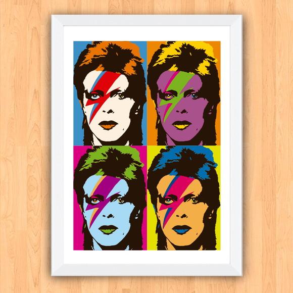 Quadro Pôster A3 c/ Moldura Bowie Raio 30x42cm