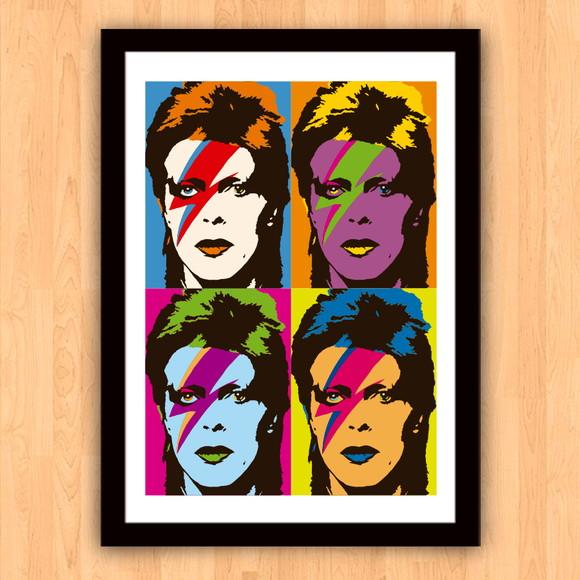 Quadro Pôster A3 c/ Moldura Bowie Raio 30x42cm