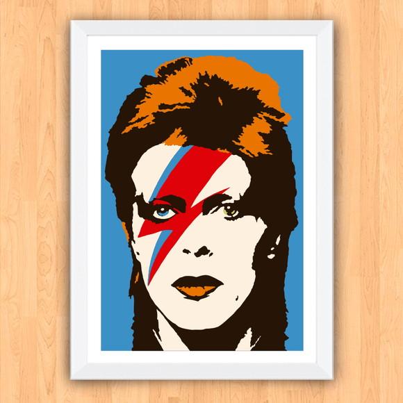 Quadro Pôster A3 c/ Moldura Bowie Raio 30x42cm