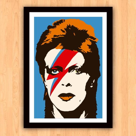 Quadro Pôster A3 c/ Moldura Bowie Raio 30x42cm