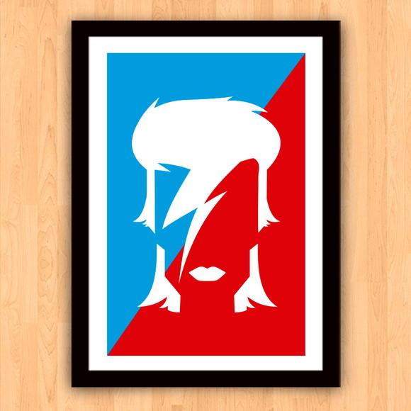 Quadro Pôster A3 c/ Moldura Bowie Raio 30x42cm