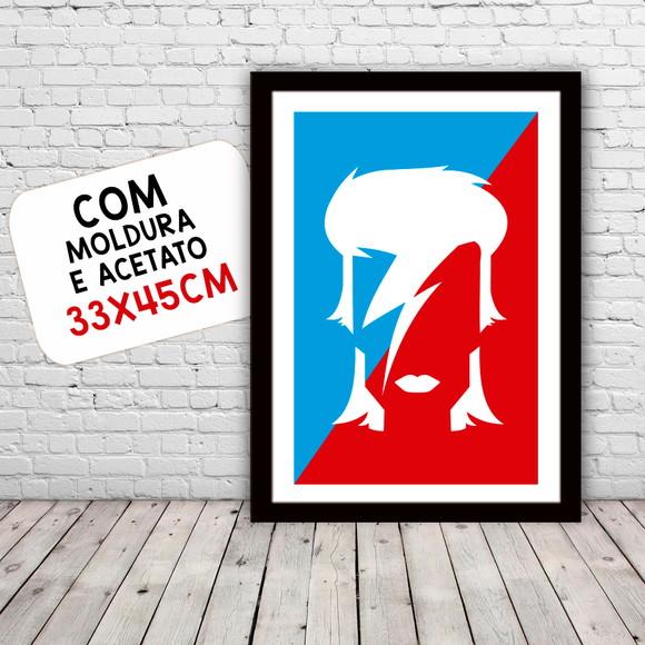 Quadro Pôster A3 c/ Moldura Bowie Raio 30x42cm