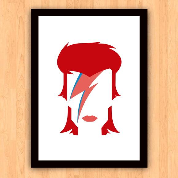 Quadro Pôster A3 c/ Moldura Bowie Raio 30x42cm