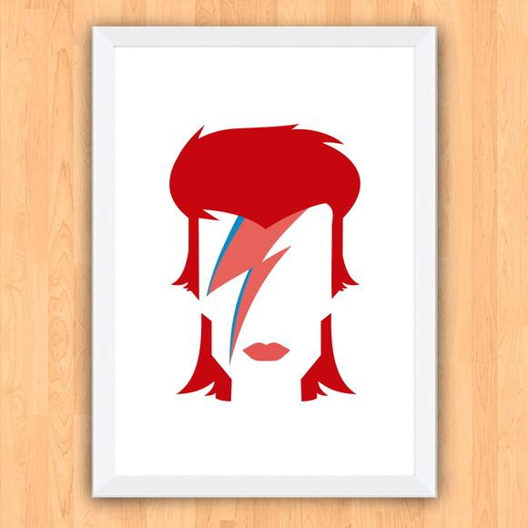 Quadro Pôster A3 c/ Moldura Bowie Raio 30x42cm