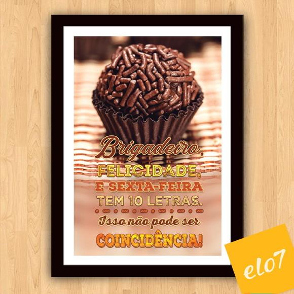 Quadro Pôster A3 c/ Moldura Brigadeiro Felicidade 30x42cm
