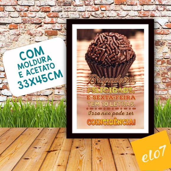 Quadro Pôster A3 c/ Moldura Brigadeiro Felicidade 30x42cm