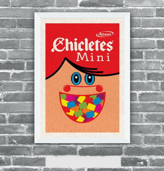 Quadro Pôster A3 c/ Moldura Chicletes Mini Pop Art 30x42cm