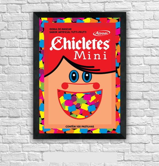 Quadro Pôster A3 c/ Moldura Chicletes Mini Pop Art 30x42cm