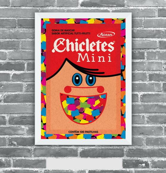 Quadro Pôster A3 c/ Moldura Chicletes Mini Pop Art 30x42cm