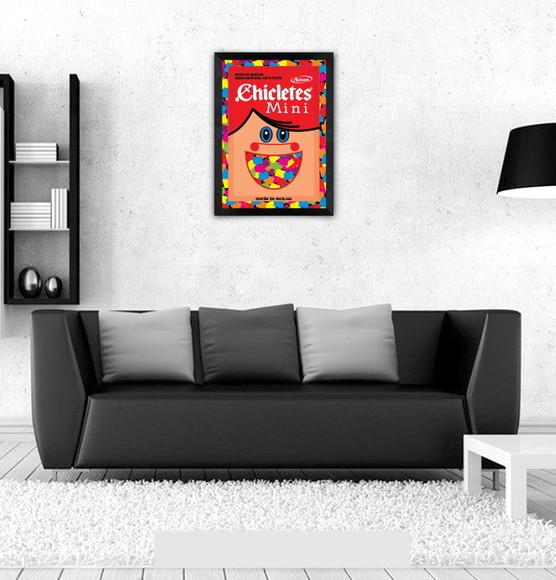 Quadro Pôster A3 c/ Moldura Chicletes Mini Pop Art 30x42cm