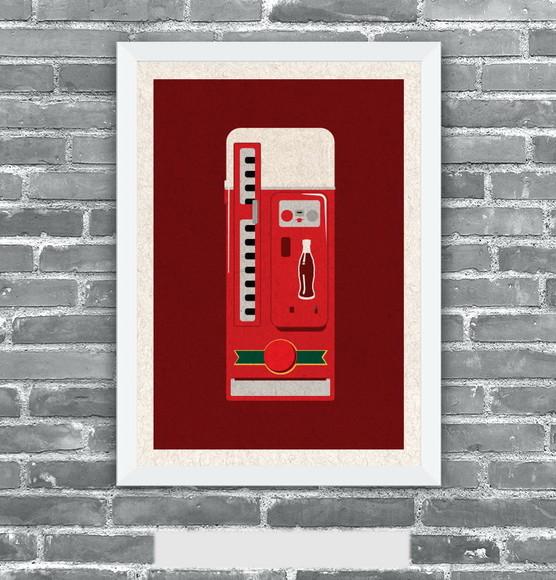 Quadro Pôster A3 c/ Moldura Coke Machine 30x42cm