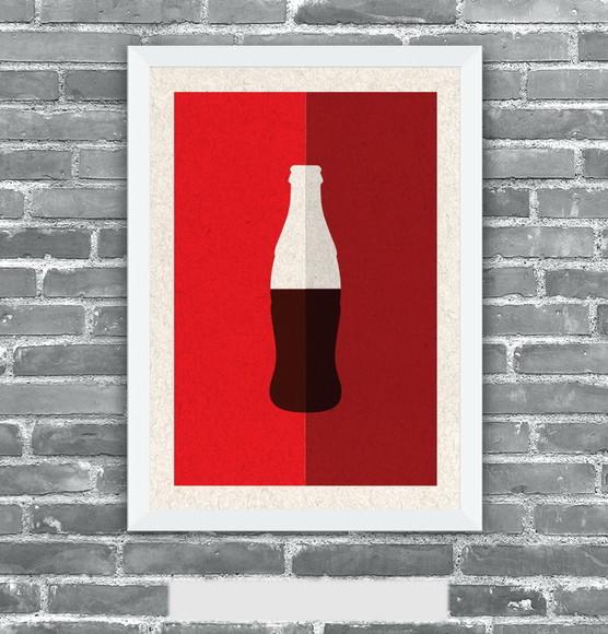Quadro Pôster A3 c/ Moldura Coke Minimalista 30x42cm