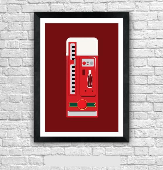 Quadro Pôster A3 c/ Moldura Coke Machine 30x42cm