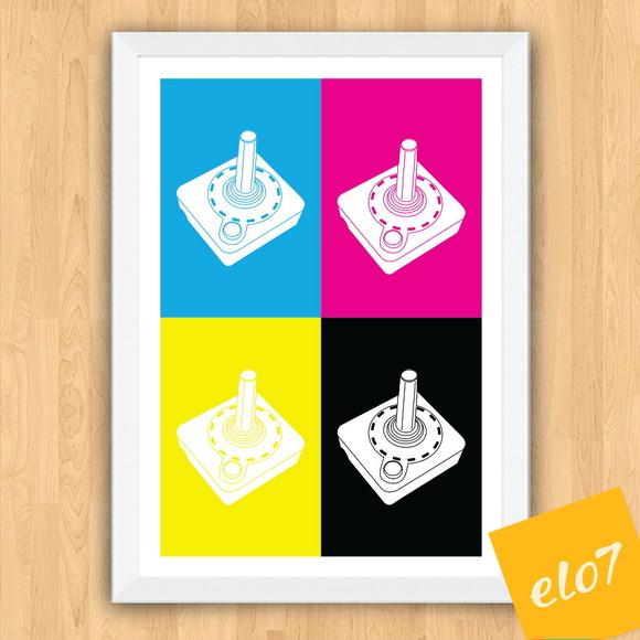 Quadro Pôster A3 c/ Moldura Controle Atari 30x42cm