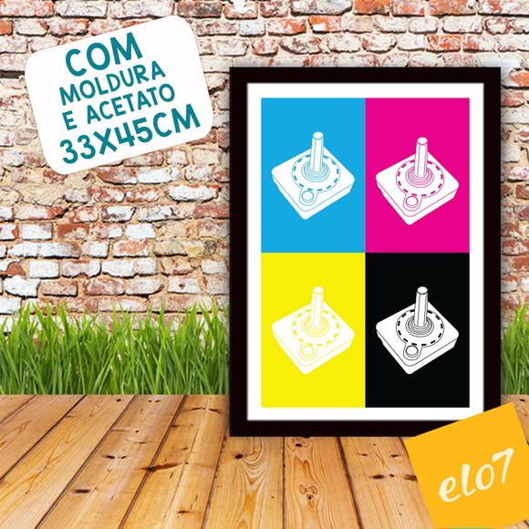 Quadro Pôster A3 c/ Moldura Controle Atari 30x42cm