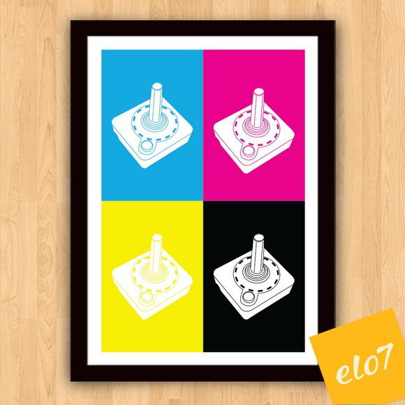 Quadro Pôster A3 c/ Moldura Controle Atari 30x42cm