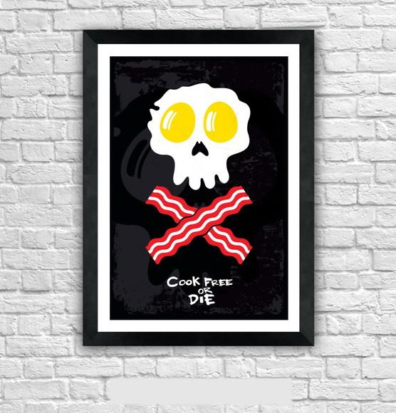 Quadro Pôster A3 c/ Moldura Cook Free Or Die 30x42cm