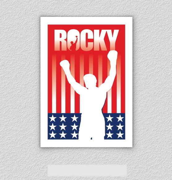 Quadro Pôster A3 c/ Moldura de Rocky o Lutador 30x42cm