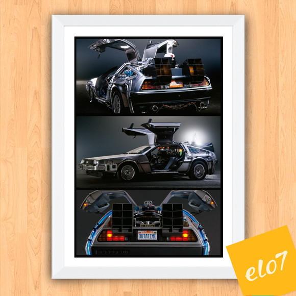 Quadro Pôster A3 c/ Moldura Delorean Outatime 30x42cm