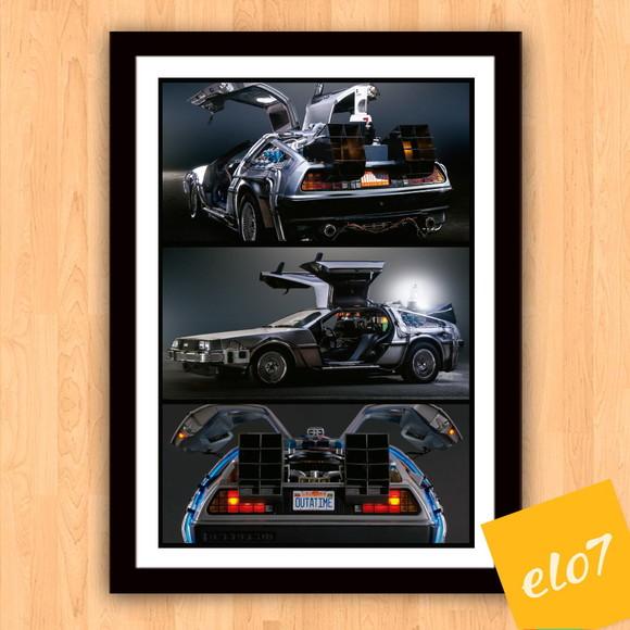 Quadro Pôster A3 c/ Moldura Delorean Outatime 30x42cm
