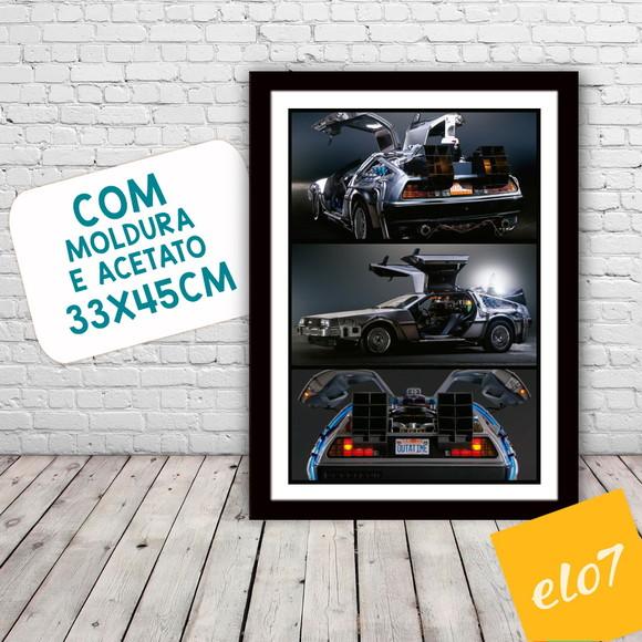 Quadro Pôster A3 c/ Moldura Delorean Outatime 30x42cm
