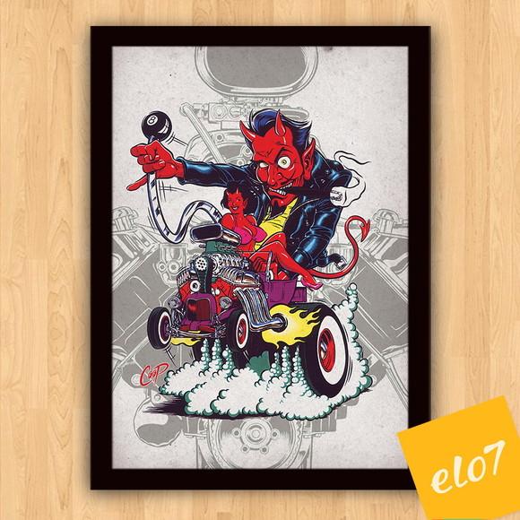 Quadro Pôster A3 c/ Moldura Dragster Coop Devil 30x42cm
