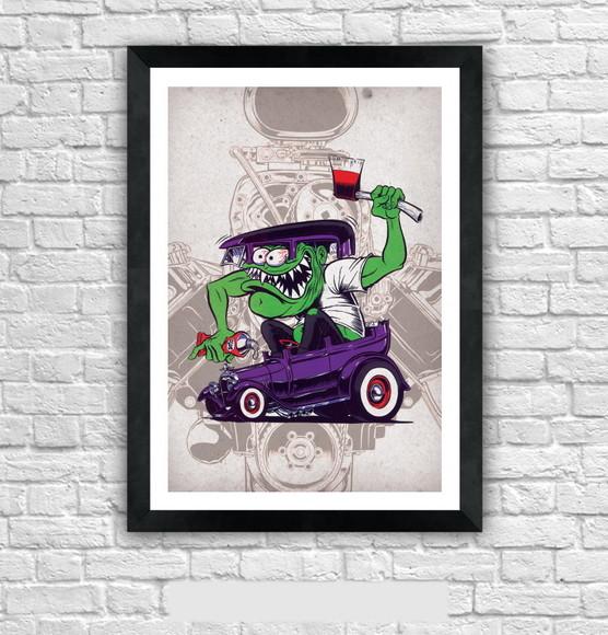 Quadro Pôster A3 c/ Moldura Dragster Mopar 30x42cm